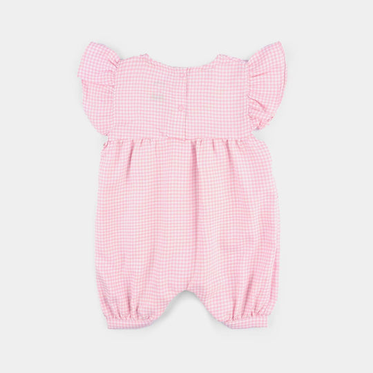 Infant Girls Yarn Dyed Romper Chic Checkered-Pink