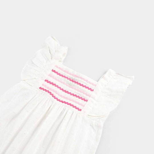 Infant Girls Jacquard Romper Sheep In The garden-White