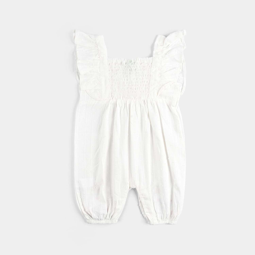 Infant Girls Jacquard Romper Sheep In The garden-White
