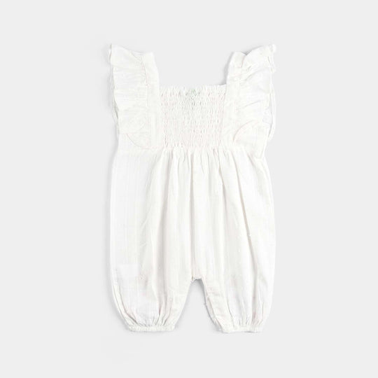 Infant Girls Jacquard Romper Sheep In The garden-White