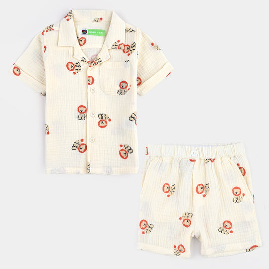 Infant Boys Cotton Suit The Lion-Cream