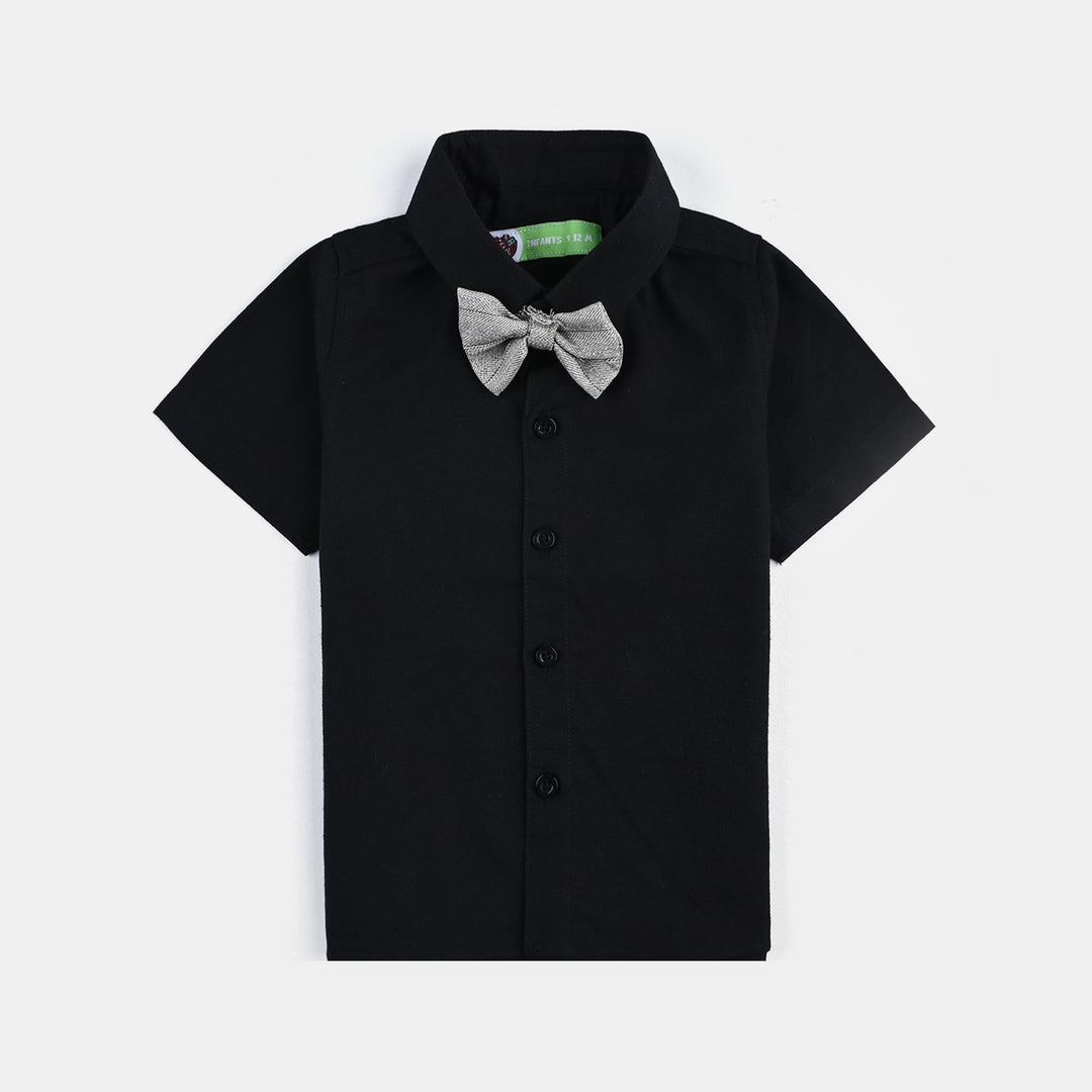 Infant Boys Oxford Suit Textured Syle-Black/Beige