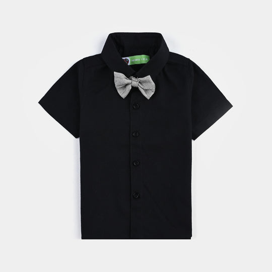 Infant Boys Oxford Suit Textured Syle-Black/Beige
