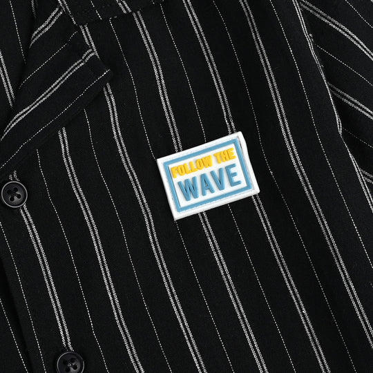 Boys Yarn Dyed Casual Shirt Follow The Waves-BLACK