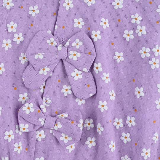 Infant Girls Cotton Jacquard Romper Orchid Bloom
