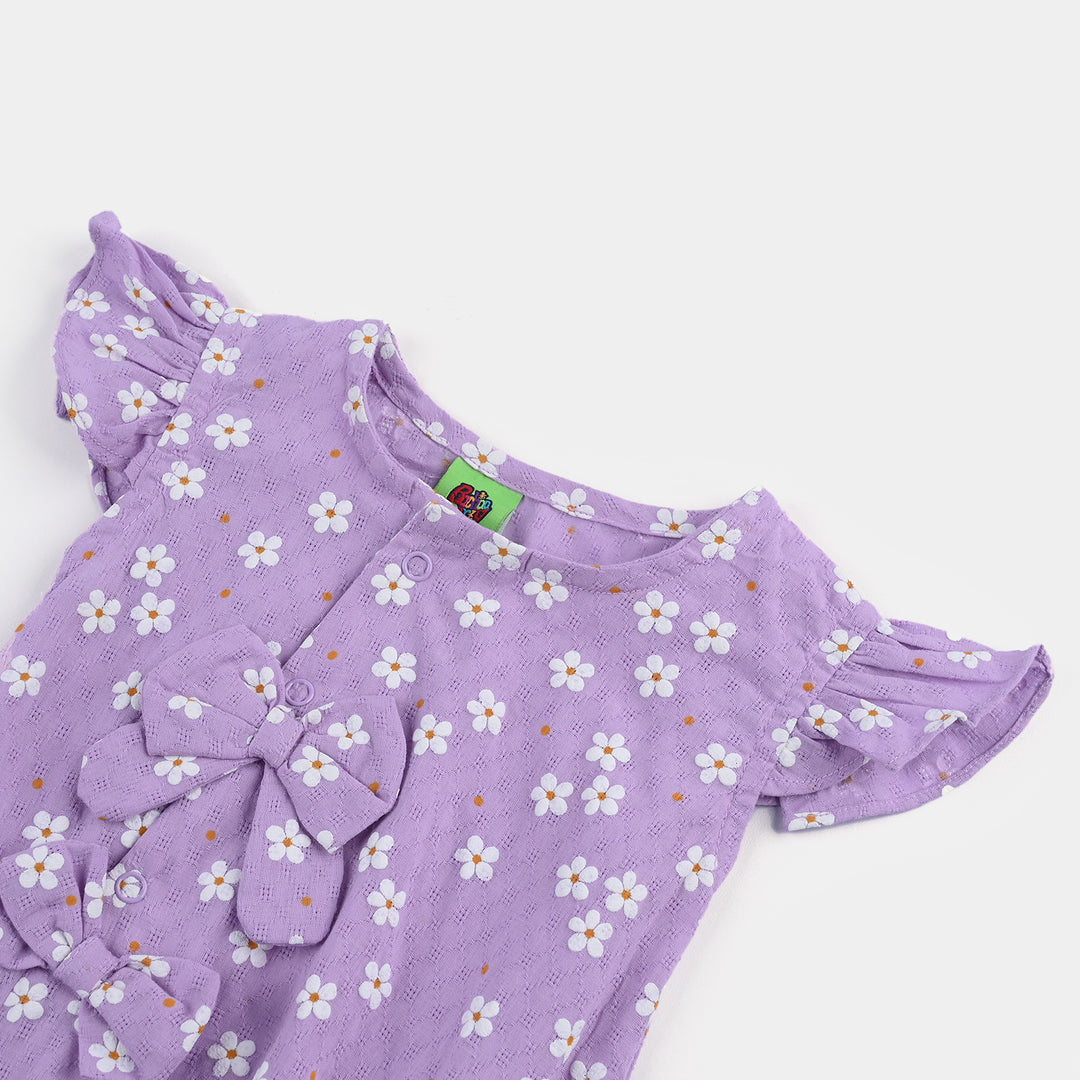 Infant Girls Cotton Jacquard Romper Orchid Bloom