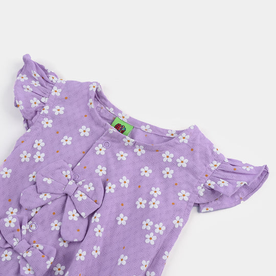Infant Girls Cotton Jacquard Romper Orchid Bloom