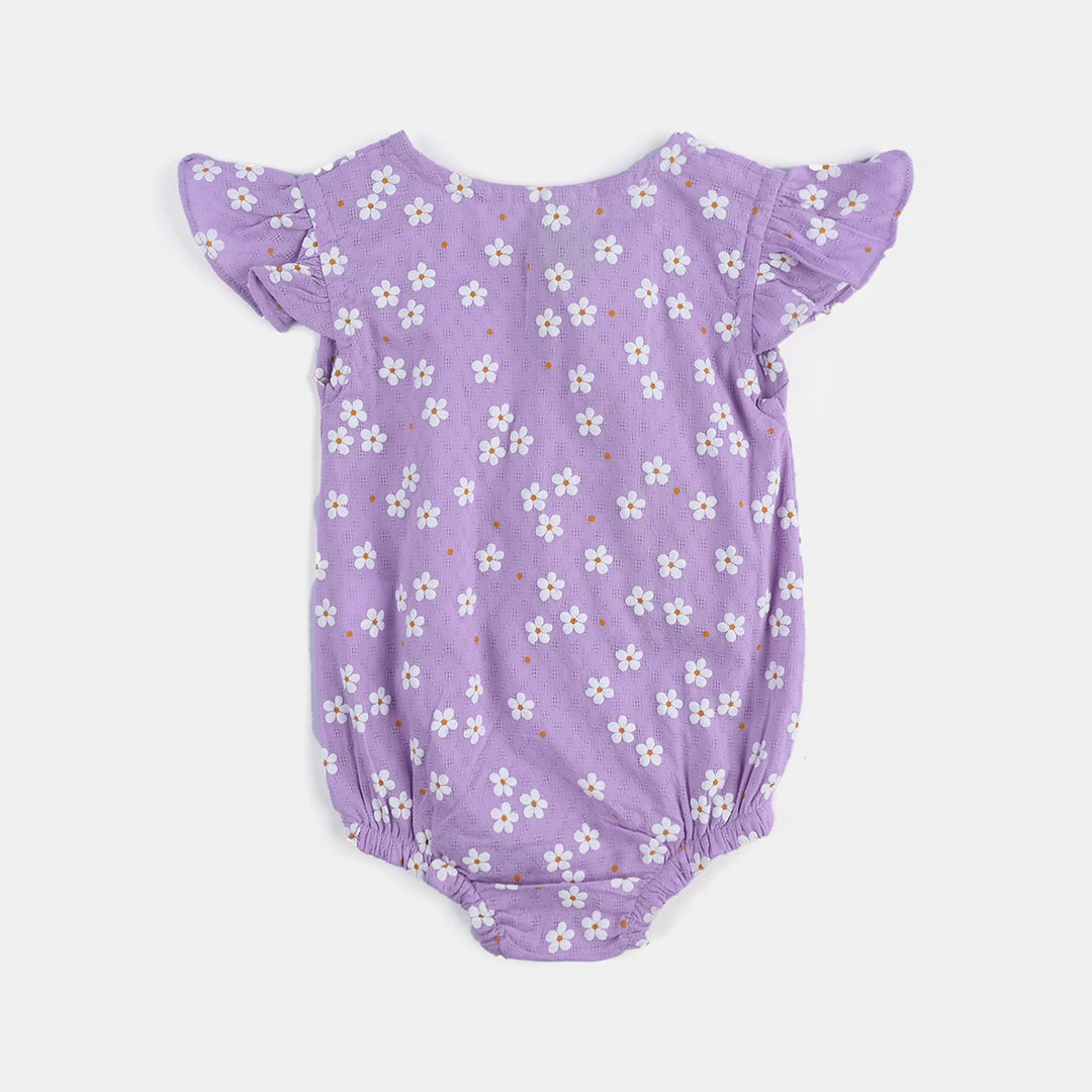 Infant Girls Cotton Jacquard Romper Orchid Bloom