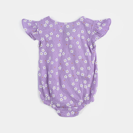 Infant Girls Cotton Jacquard Romper Orchid Bloom