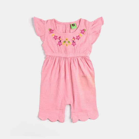 Infant Girls Cotton Romper-Sparrow Here-Pink
