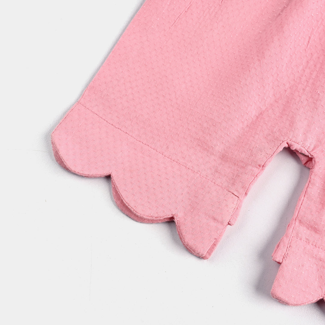 Infant Girls Cotton Romper-Sparrow Here-Pink