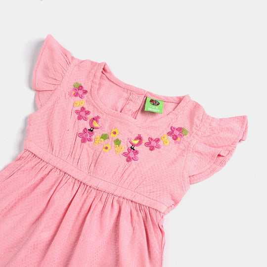 Infant Girls Cotton Romper-Sparrow Here-Pink