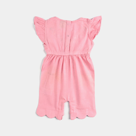 Infant Girls Cotton Romper-Sparrow Here-Pink