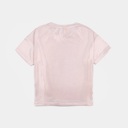 Girls Poly Jersey T-Shirt HS Pink Silver Foil