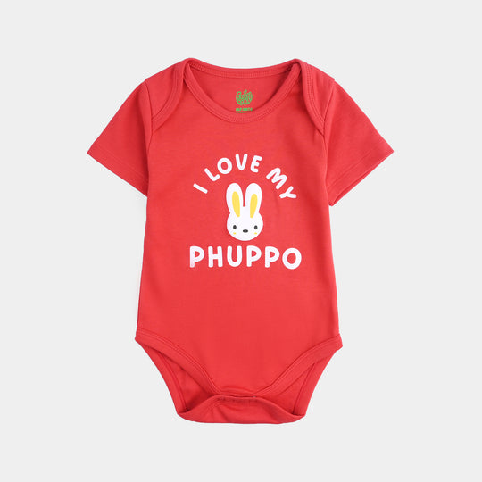 Infant Unisex Cotton Interlock I LOVE MY PHUPPO ROMPER-H.R.Red