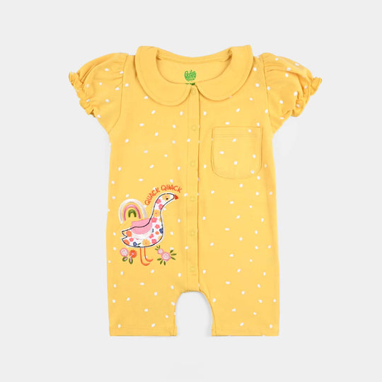 Infant Girls Cotton Interlock Duckling In The Back Yard Romper