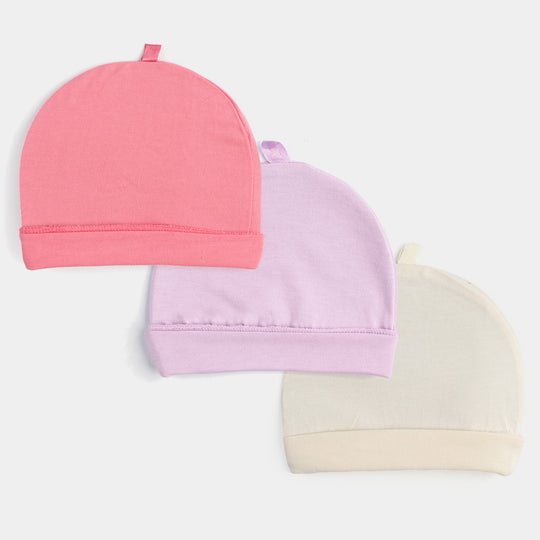 Pack OF 3 Baby Girls Cotton Caps