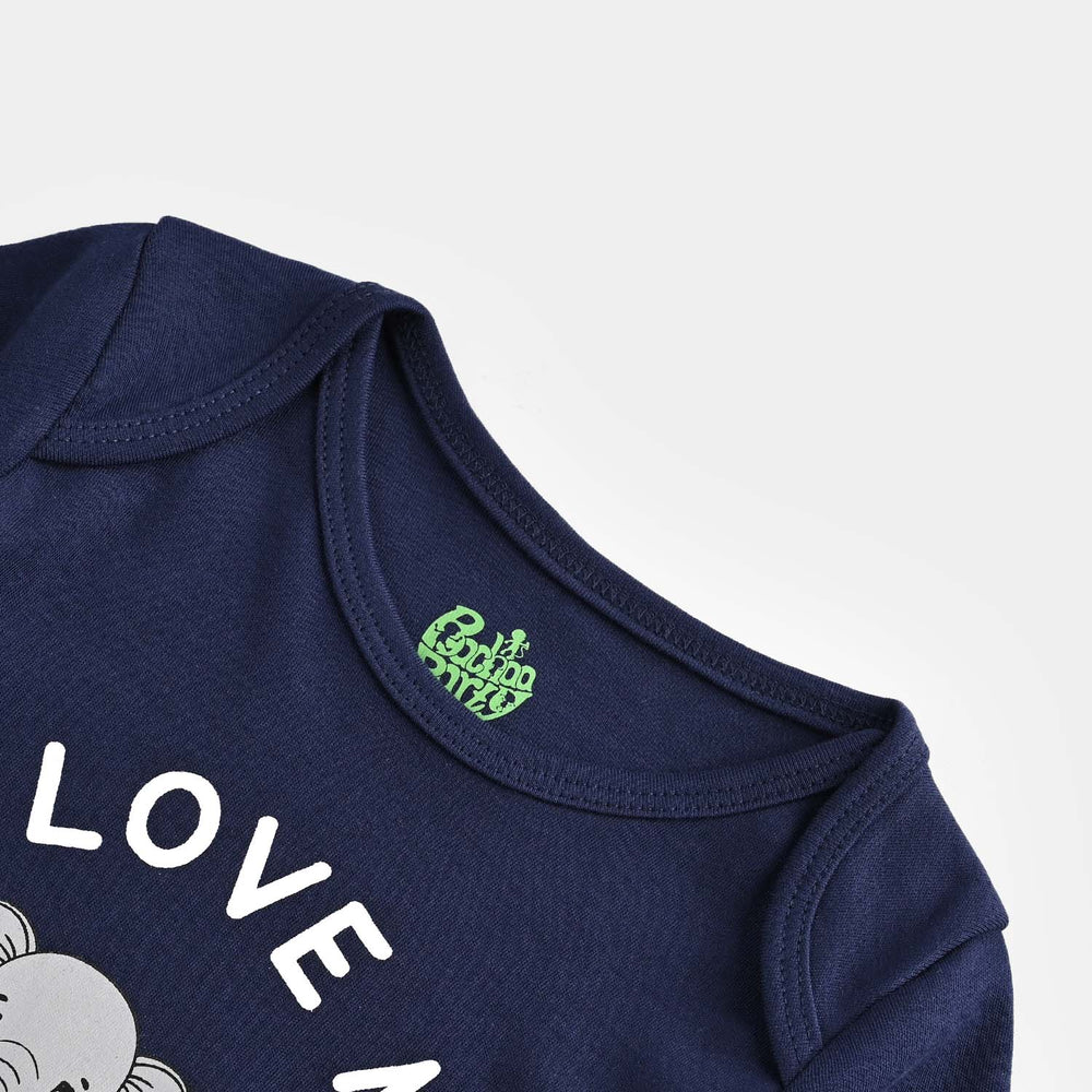 Infant Unisex Cotton Interlock I LOVE MY DADA AND DADI ROMPER-Navy Blue