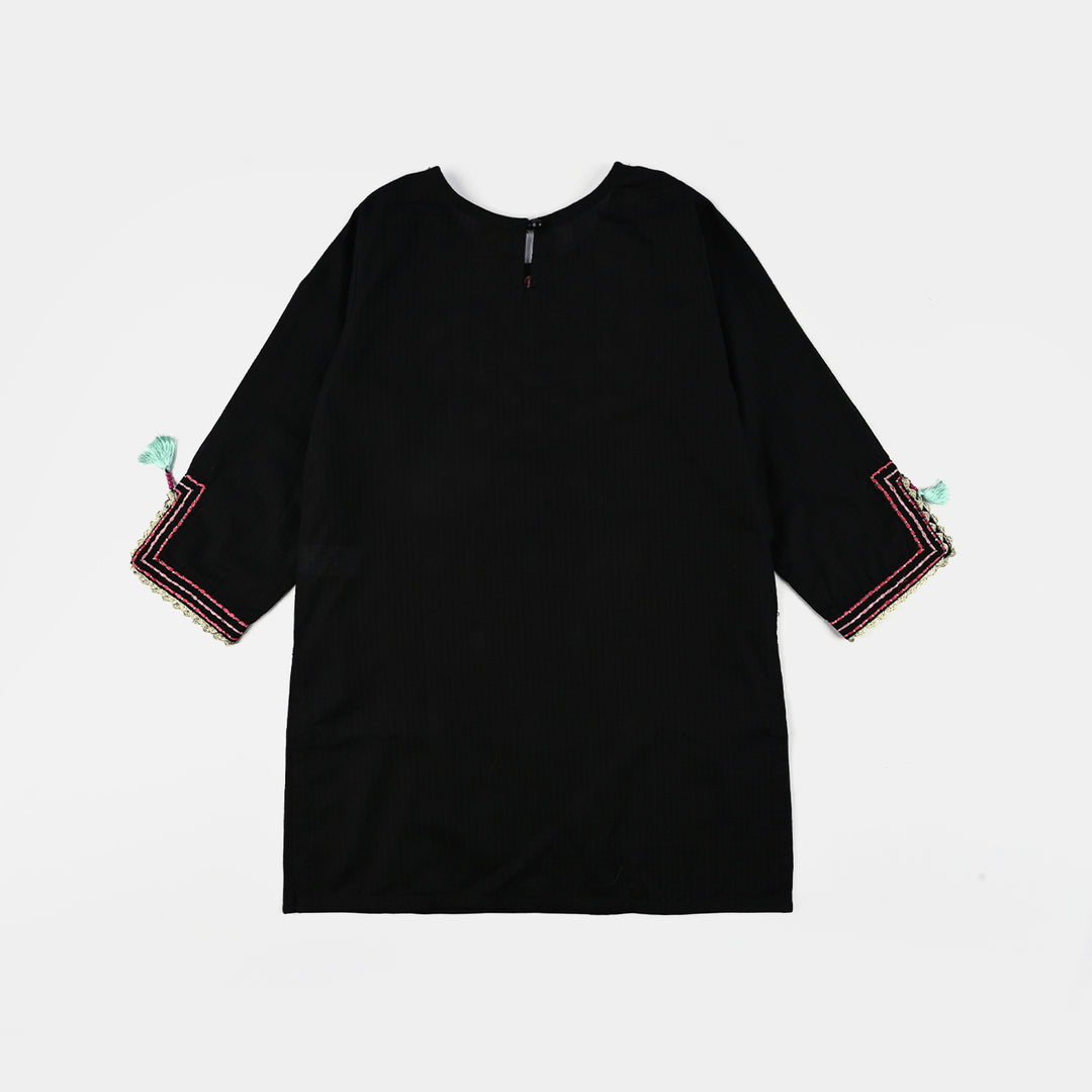 Girls Cotton Emb 2Pcs GulBahar - BLACK