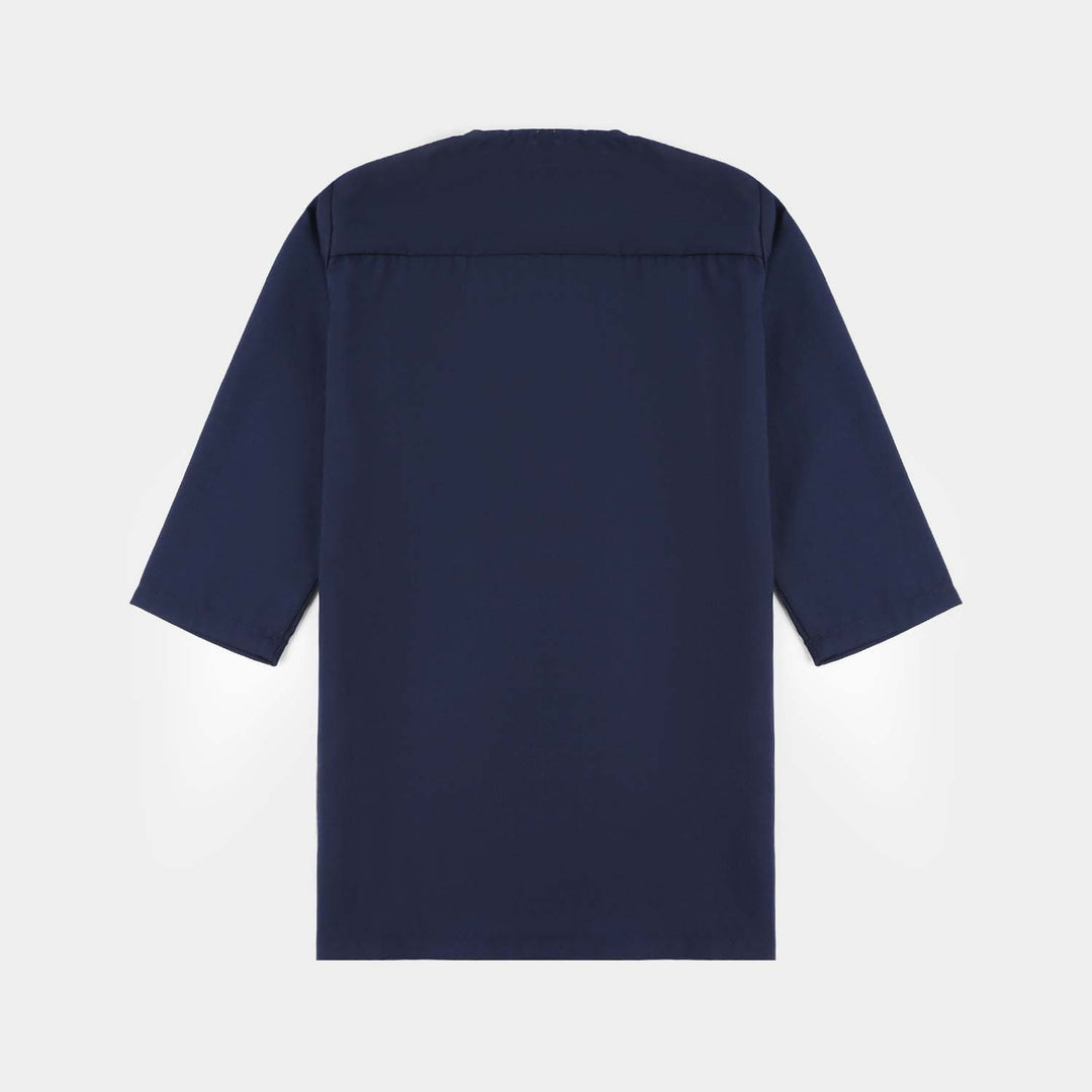 Infant Boys Poly Viscose Printed Kurta (Zig Zag)-Navy Blue