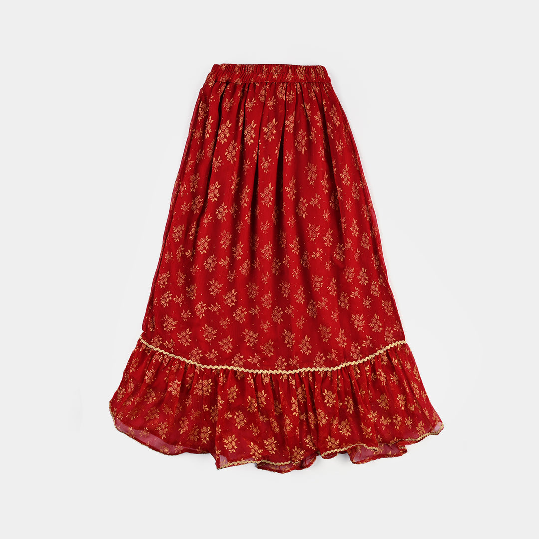 Girls Chiffon 2Pcs Little Gold-RED