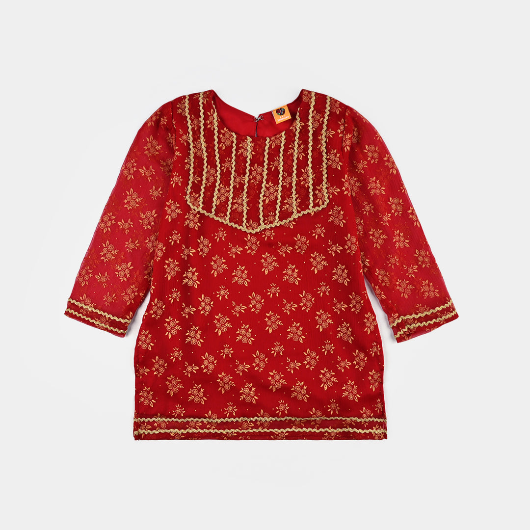 Girls Chiffon 2Pcs Little Gold-RED