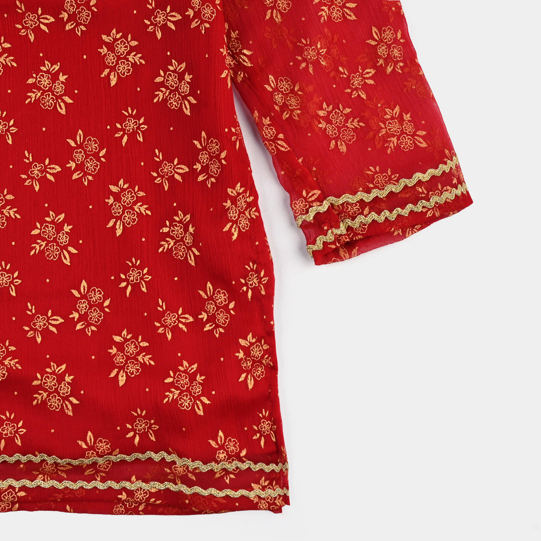 Girls Chiffon 2Pcs Little Gold-RED
