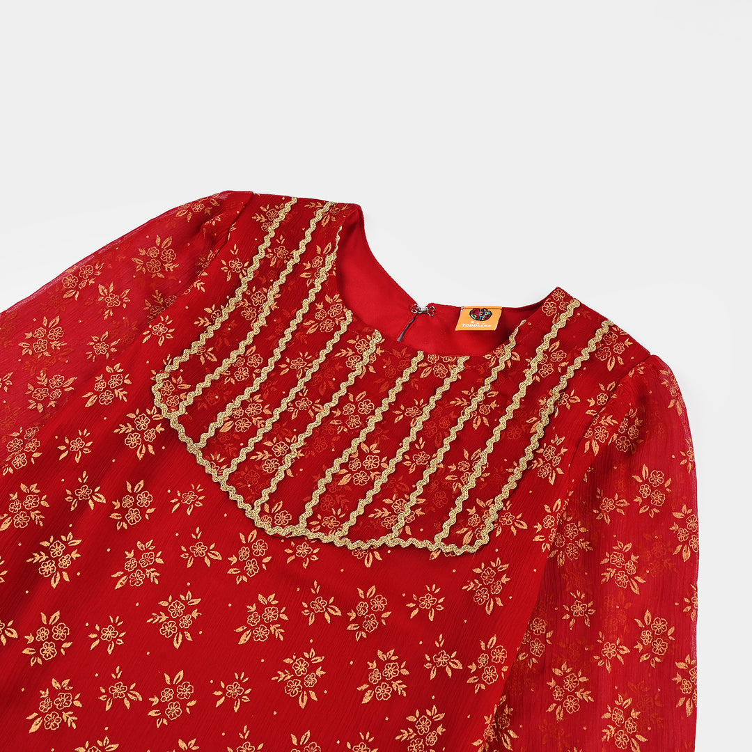 Girls Chiffon 2Pcs Little Gold-RED