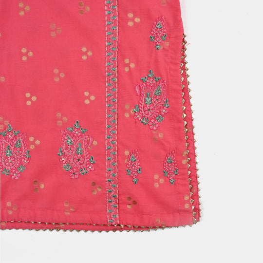 Girls Jacquard 3Pcs Hoor - T.Pink