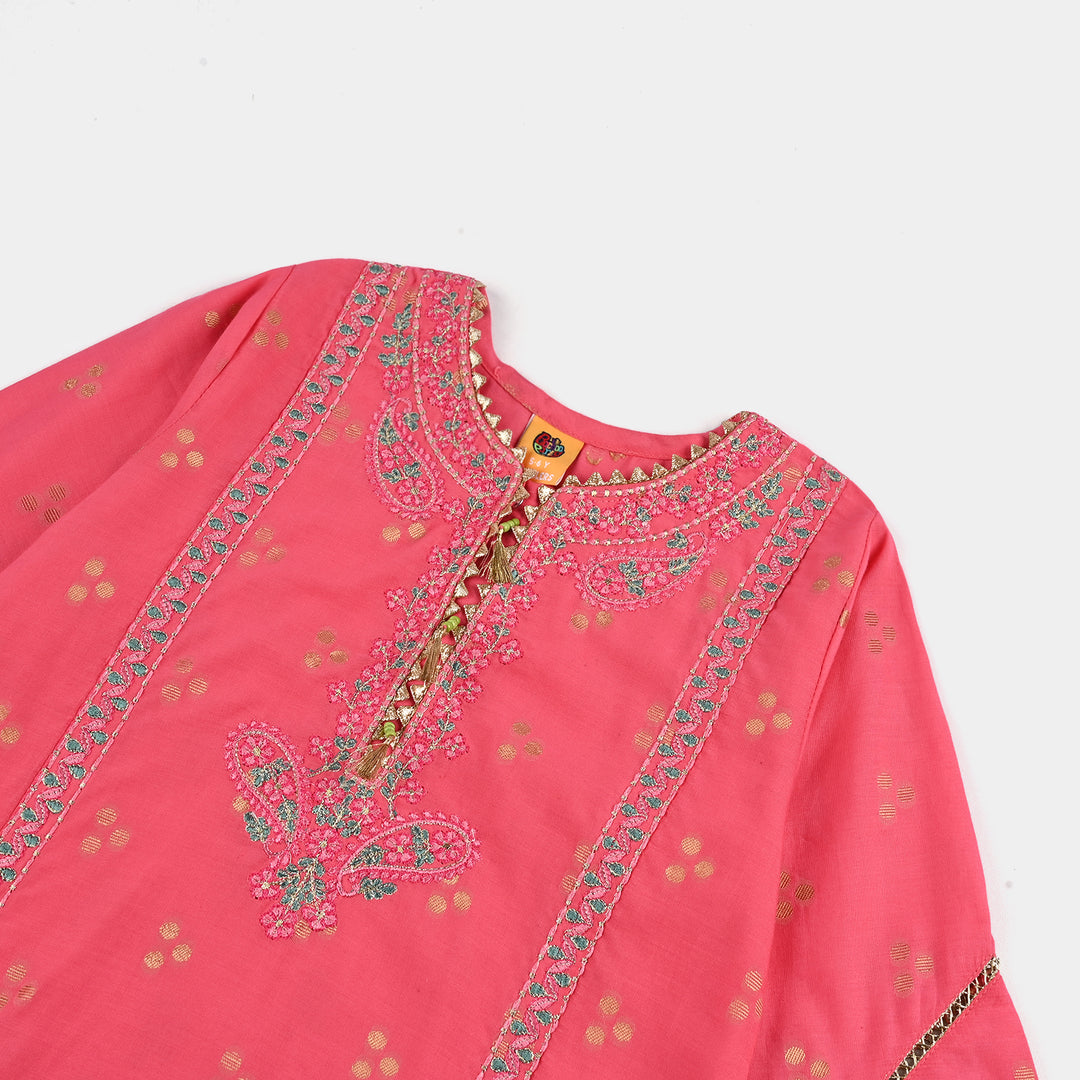 Girls Jacquard 3Pcs Hoor - T.Pink