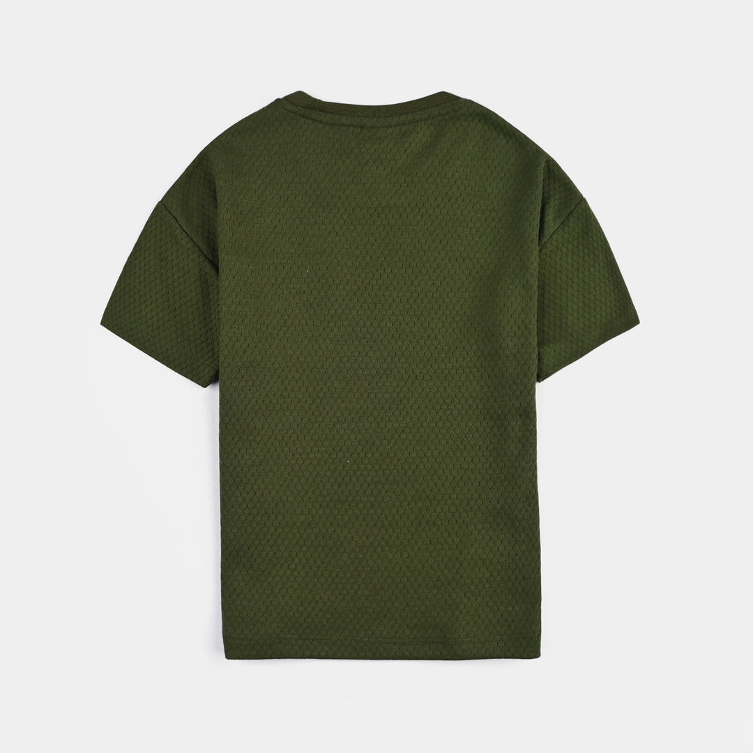 Boys Jacquard T-Shirt HS Great Chance-Olive