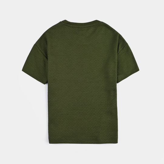 Boys Jacquard T-Shirt HS Great Chance-Olive