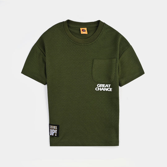 Boys Jacquard T-Shirt HS Great Chance-Olive