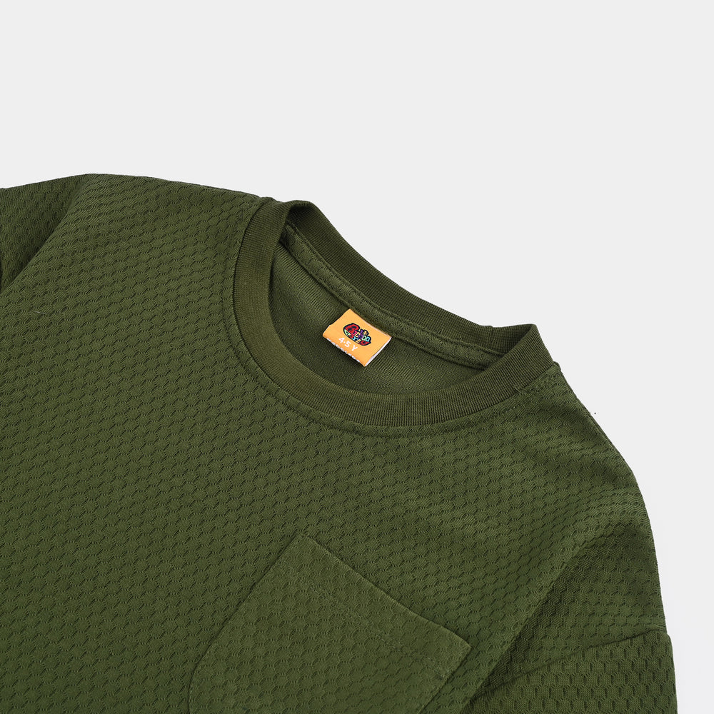 Boys Jacquard T-Shirt HS Great Chance-Olive