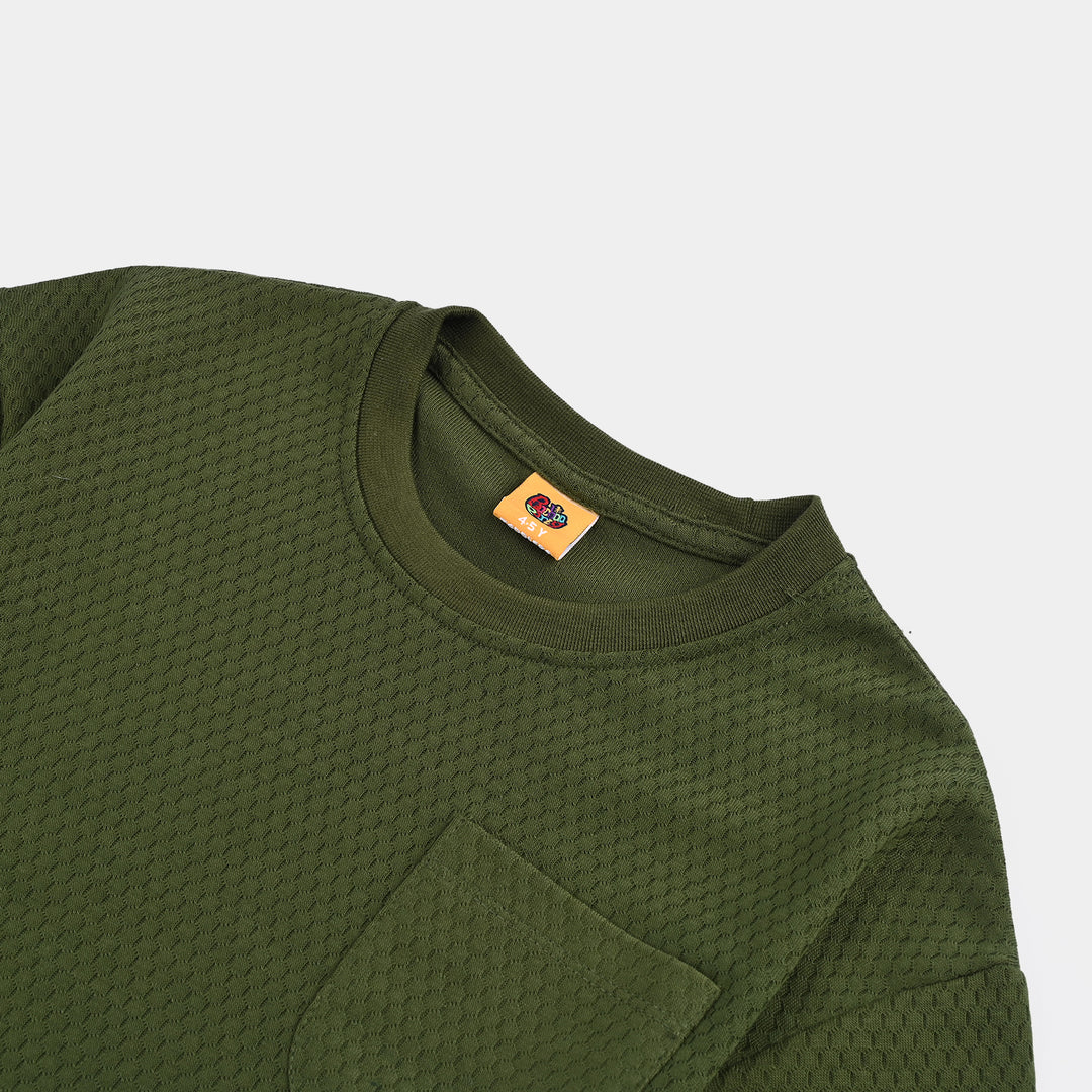 Boys Jacquard T-Shirt HS Great Chance-Olive