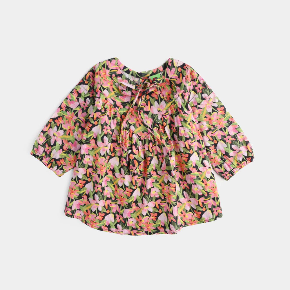 Infant Girls Cotton Poplin Printed 2Pcs Black Beauty-Multi