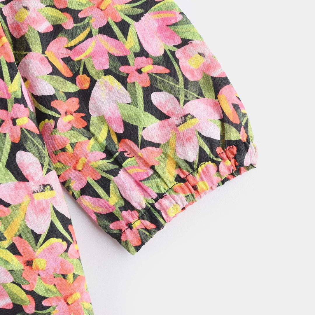 Infant Girls Cotton Poplin Printed 2Pcs Black Beauty-Multi