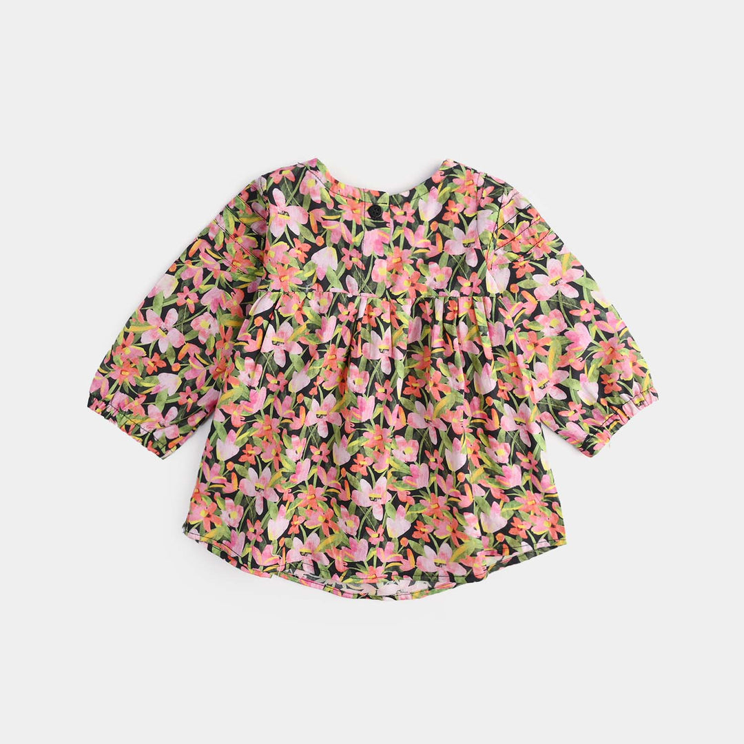 Infant Girls Cotton Poplin Printed 2Pcs Black Beauty-Multi