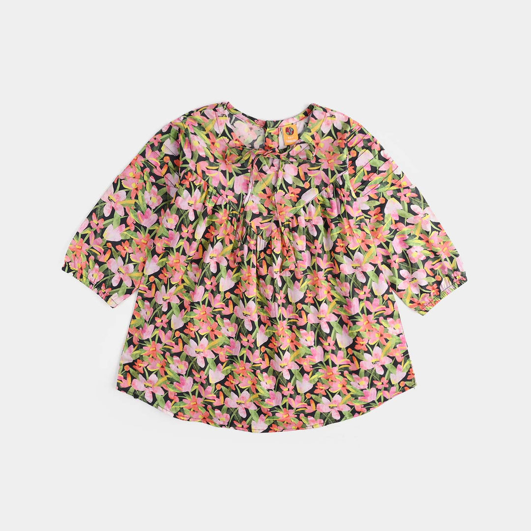 Girls Cotton Poplin Printed 2Pcs Black Beauty-Multi