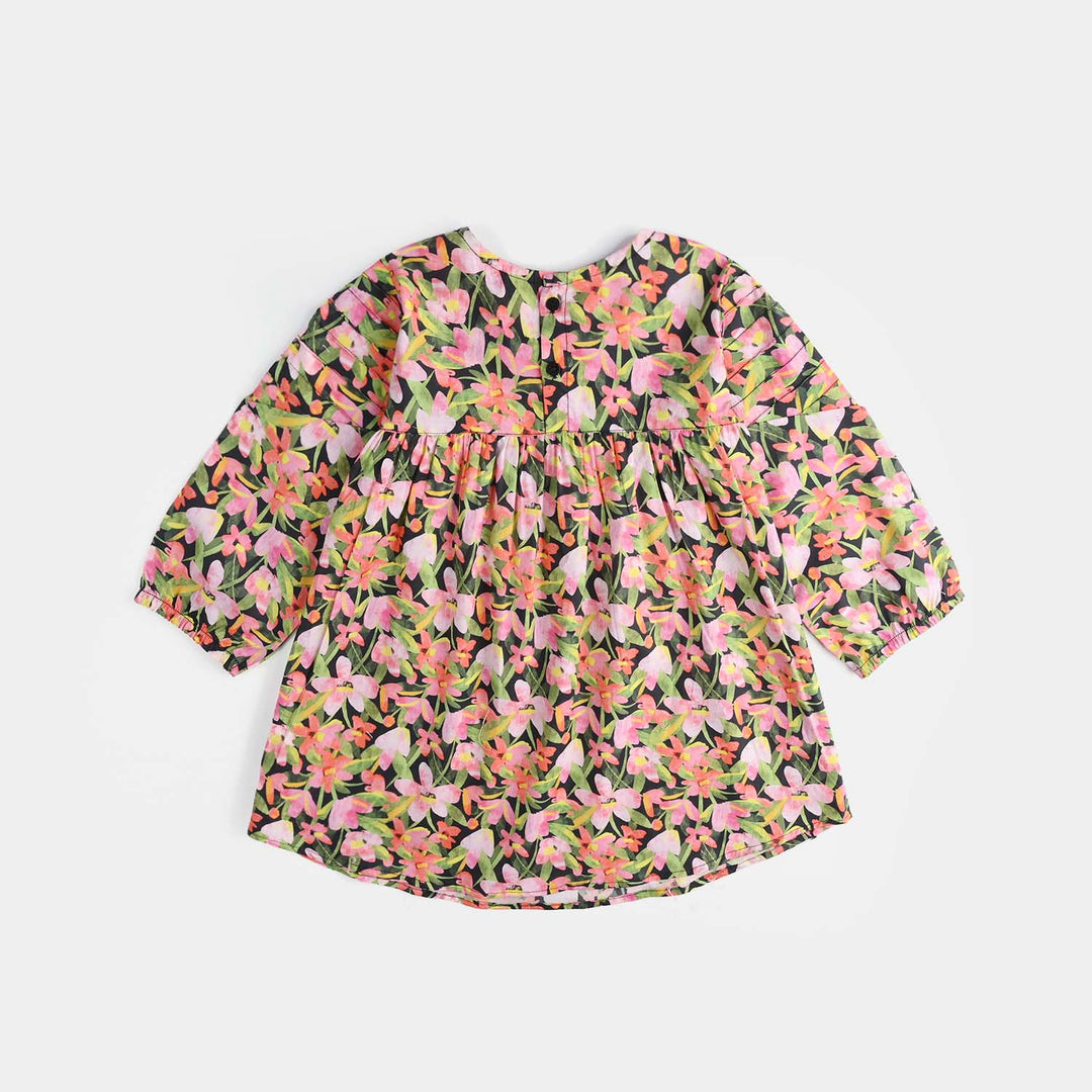 Girls Cotton Poplin Printed 2Pcs Black Beauty-Multi