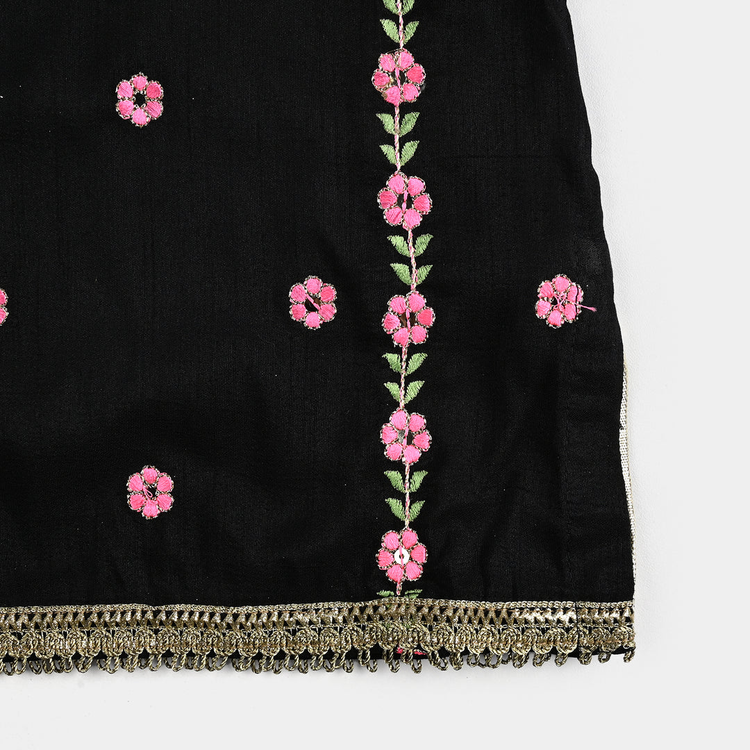 Infant Girls Raw Silk Fancy 2Pcs Little Beauty-BLACK