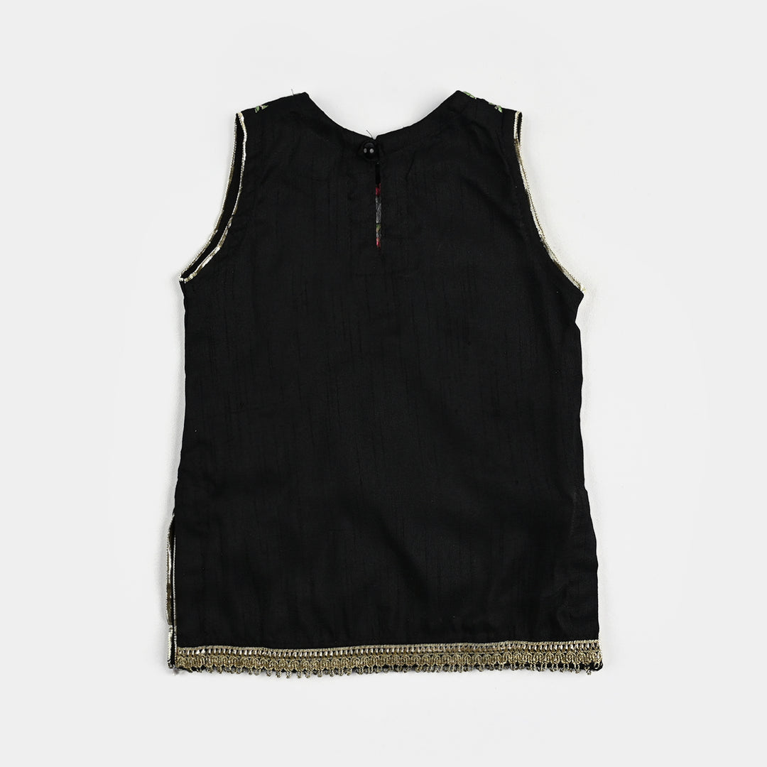 Infant Girls Raw Silk Fancy 2Pcs Little Beauty-BLACK