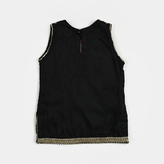 Infant Girls Raw Silk Fancy 2Pcs Little Beauty-BLACK