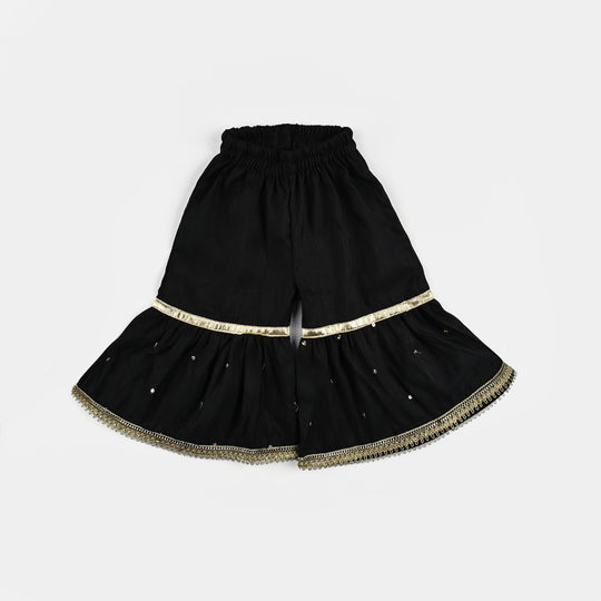 Infant Girls Raw Silk Fancy 2Pcs Little Beauty-BLACK