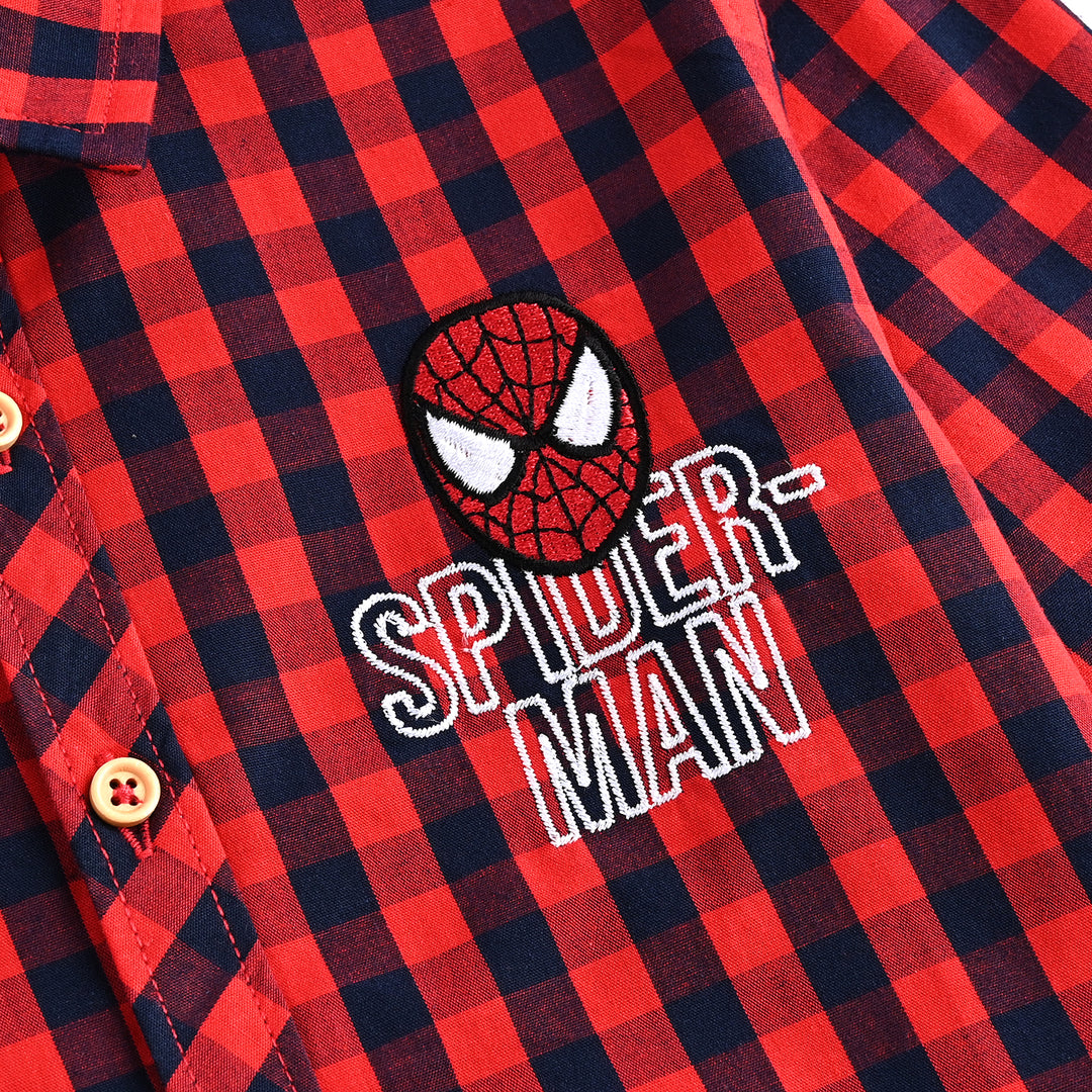 Boys Yarn Dyed Casual Shirt-RED