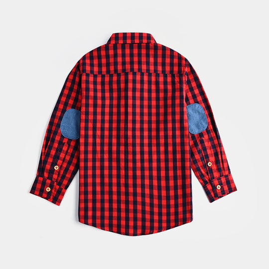 Boys Yarn Dyed Casual Shirt-RED