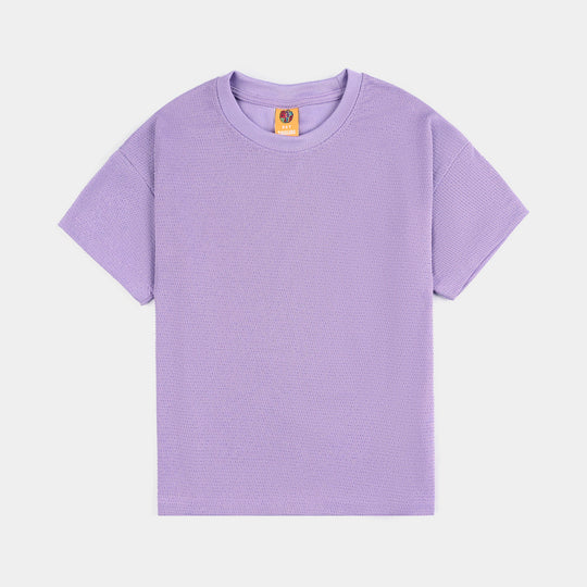 Girls Poly Jersey T-Shirt HS Purple Silver Shimmer-PURPLE