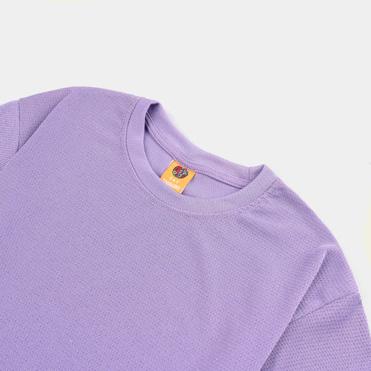 Girls Poly Jersey T-Shirt HS Purple Silver Shimmer-PURPLE