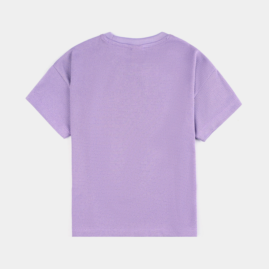 Girls Poly Jersey T-Shirt HS Purple Silver Shimmer-PURPLE