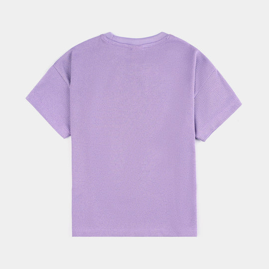 Girls Poly Jersey T-Shirt HS Purple Silver Shimmer-PURPLE